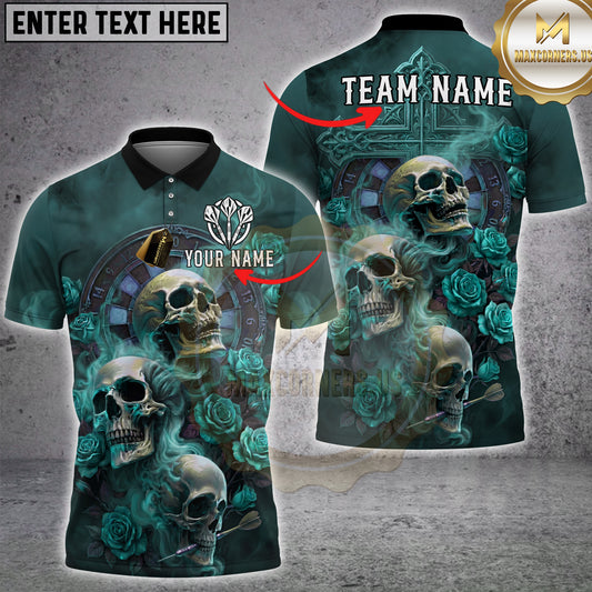 Maxcorners Skull Darts Gothic Roses Multi Options Personalized Name, Team Name Unisex 3D Shirt (4 Colors)
