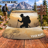 Maxcorners Hiking Backpacker Silhouette Mountain Trail Personalized Name 3D Cap