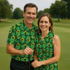 Maxcorners Four Leaf Clovers Golden Horseshoes St Patrick's Day Golf Shirt, Women's Golf Tops, Ladies Golf Polos