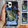 Maxcorners Fishing Blue Flame Smoke Line Premium Style Sport Personalized Name Phone Case (8 Fish Species)