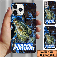 Maxcorners Crappie Fishing Blue Flame Smoke Line Premium Style Sport Personalized Name Phone Case