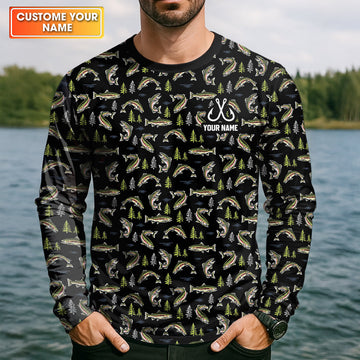 Maxcorners Rainbow Trout Pattern Fishing UPF Shirts, Funny Fishing Shirt, Gift For Fisherman, Fishing Shirts For Men