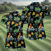 Maxcorners Black Tropical Parrot Palm Flower Pattern Golf Shirt, Women’s Golf Polo, Ladies Golf Shirts, Golf Tops For Women LM1507