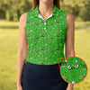 Maxcorners Three Leaf Clover Golf And Beer St Patrick's Day Green Golf Shirt, Women's Golf Shirts, Ladies Golf Polos