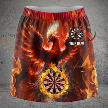 Maxcorners Darts Fiery Phoenix Flaming Dartboard Personalized 3D Skirts With Shorts