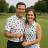 Maxcorners Stick Figure Golf Pose St Patrick's Day Shamrock White Golf Shirt, Women's Golf Tops, Ladies Golf Polos