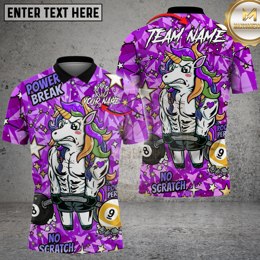 Maxcorners Billiards Pool Muscular Unicorn Multicolor Options Personalized Name, Team Name 3D Shirt (4 Colors)