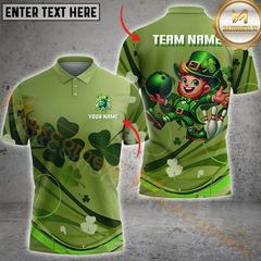 Maxcorners Irish Patrick Day Bowling Jersey Customized Name, Team Name 3D Polo Shirt