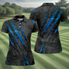 Maxcorners Blue Claw Marks Hawaiian Golf Shirt, Scratch Print Women's Golf Tops, Ladies Golf Shirts LM1507