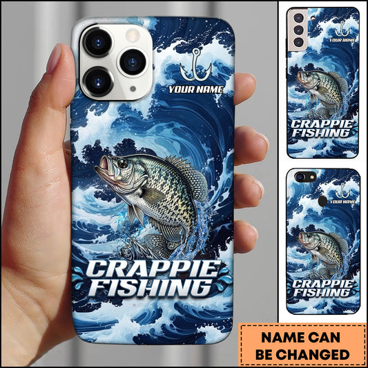 Maxcorners Fishing Blue Water Wave Premium Style Sport Personalized Name Phone Case (8 Fish Species)