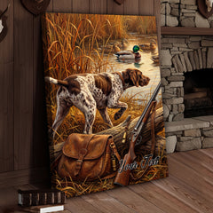 Maxcorners Hunting Dogs In Marsh Watching Ducks Fly Personalized Name Canvas