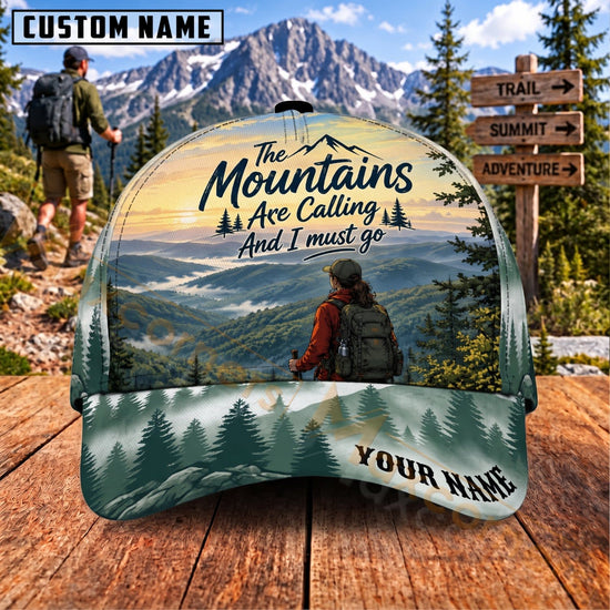 Maxcorners Hiking Mountains Are Calling Scenic Trail Personalized Name 3D Cap