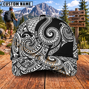 Maxcorners Hiking Tribal Swirl Pattern Personalized Name 3D Cap