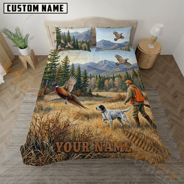 Maxcorners Upland Bird Hunting Mountain Forest Hunter Bedding Set 3D Print Custom Name