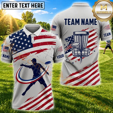 Maxcorners Disc Golf American Flag Basket Personalized Name 3D Unisex Shirt