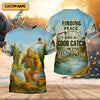 Maxcorners Finding Peace And A Good Catch In The Wilderness Bigfoot Fishing UPF Shirts, Gift For Fisherman