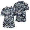 Maxcorners Blue Camo Performance Fishing Shirts, SPF Shirt For Men, Hooded Fishing Shirt, Fishing Shirts For Men