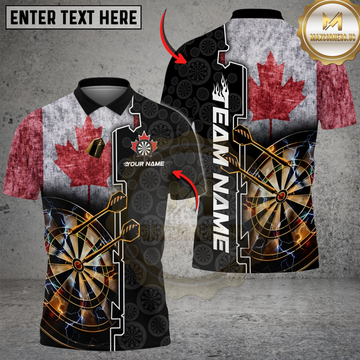 Maxcorners Darts Canadian Retro Flag Dartboard Personalized Name Shirt
