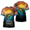 Maxcorners Jesus Is My Savior Fishing Is My Therapy SPF Shirts, Jesus Fishing Shirt, Fishing Shirts For Men