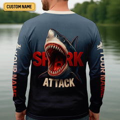 Maxcorners Shark Attack Fishing UPF Shirts, Fishing Tournament Shirt, Custom Fishing Shirt, Presents For Fishermen