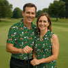 Maxcorners St Patrick's Day Leprechaun Golf Pose Rainbow Gold Pot Shamrock Golf Shirt, Women's Golf Shirts, Ladies Golf Polos
