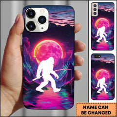 Maxcorners Bigfoot Fishing Neon Moon Fantasy Art Personalized Name 3D Phone Case