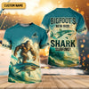 Maxcorners Bigfoot's New Ride Shark Surfing Fishing UPF Shirts, Funny Fishing Shirt, Presents For Fishermen