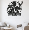 Maxcorners Personalized Deer and Fish Hunting Metal Sign WITH LED/WITHOUT LED, Rustic Cabin Wall Decor, Wildlife Outdoor Lodge Gift LM0110