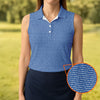 Maxcorners Blue Text Pattern Golf Polo Shirt, Ladies Golf Shirts, Golf Tops For Women LM1507
