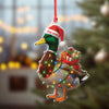 Maxcorners Funny Christmas Duck Acrylic Ornament - Mallard Santa with Lights and Gifts, Personalized Holiday Decoration for Duck Lovers, Unique Hunter Christmas Gift