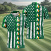 Maxcorners Irish Shamrock Vertical Stripes St Patrick's Day Golf Shirt, Polo Shirts For Men, Golf Shirts For Men