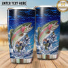 Maxcorners Fishing Tumbler Electric Blue Wave Grid Design Personalized Name Tumbler (13 Species)