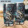 Maxcorners Fishing Tumbler Gray Teal Bubble Honeycomb Design Personalized Name Tumbler (13 Species)