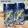 Maxcorners Fishing Tumbler Electric Blue Wave Grid Design Personalized Name Tumbler (13 Species)