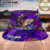 Maxcorners Fishing Neon Skull Angler Water Splash Personalized 3D Bucket Hat (13 Fish Species)