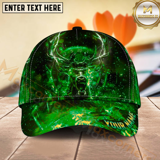 Maxcorners Darts Fiery Stag and Dartboard Personalized Name 3D Classic Cap