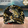 Maxcorners Fishing Woodland Camouflage Splash Personalized Name 3D Cap (12 Fish Species)