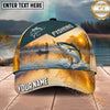 Maxcorners Fishing Sunset Lake Angler Personalized Name 3D Cap (12 Fish Species)