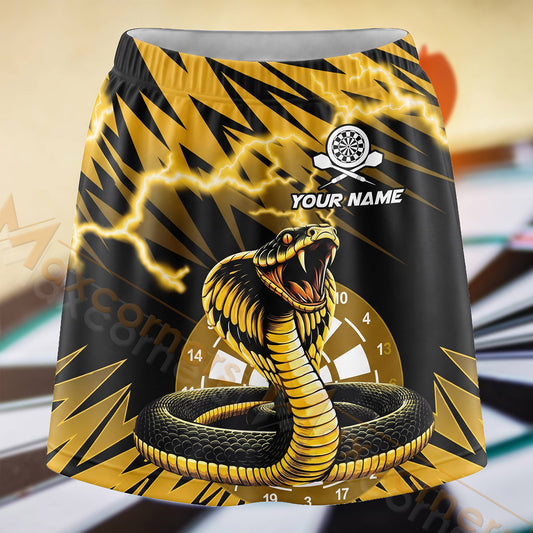 Maxcorners Darts Gold Cobra Dartboard Personalized 3D Skort, Skirts With Shorts