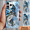 Maxcorners Blue White Camo Graphic Personalized Name Phone Case (13 Fish Species)