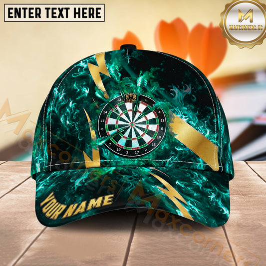 Maxcorners Darts Lightning and Flaming Dartboard Personalized Name 3D Classic Cap