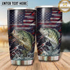 Maxcorners Fishing Tumbler Dark Distressed Flag Stripe Design Personalized Name Tumbler (13 Species)