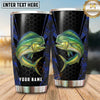 Maxcorners Fishing Tumbler Black Gold Honeycomb Shield Design Personalized Name Tumbler (13 Species)