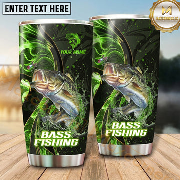 Maxcorners Fishing Tumbler Neon Green Energy Swirl Design Personalized Name Tumbler (13 Species)