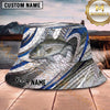 Maxcorners Fishing Metallic Green Fish Scale Abstract Sport Personalized 3D Bucket Hat (13 Fish Species)