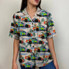 Maxcorners Personalized Racing Car Hawaiian Shirt, Seamless Tree Pattern Custom Photo Car Aloha Shirts