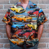 Maxcorners Personalized Muscle Car Hawaiian Shirt, Beach Sunset Pattern, Custom Photo Car Aloha Shirts (Up to 5 photos)