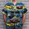 Maxcorners Personalized Muscle Car Hawaiian Shirt, Seamless Tree Pattern Custom Photo Car Aloha Shirts (Up to 5 photos)