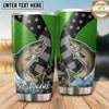 Maxcorners Fishing Tumbler Green Black Star Patchwork Design Personalized Name Tumbler (13 Species)