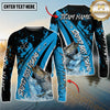 Maxcorners Fishing Blue Black Splash Personalized Name, Team Name 3D Long Sleeve Shirt ( 12 Fish Species)